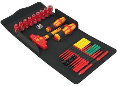 Комплект електрически отвертки и вложки Wera Kraftform Kompakt VDE 24 Allrounder Set 1, 1000V VDE, SB/PH/PZ/TX, 25 бр. (05006632001)