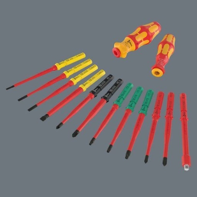 Комплект електрически отвертки и вложки Wera Kraftform Kompakt VDE 24 Allrounder Set 1, 1000V VDE, SB/PH/PZ/TX, 25 бр. (05006632001)