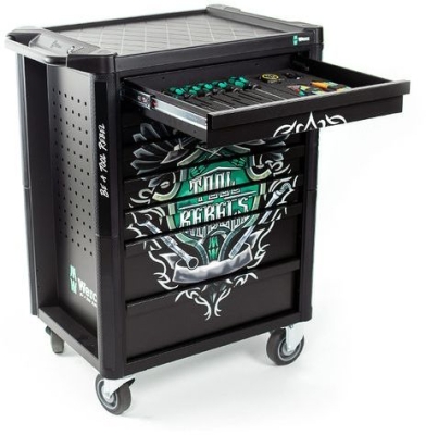 Метален подвижен шкаф с инструменти Wera 9700 Tool Rebel, 95 бр., 785x518x1020 мм, 250 кг, черен (05150130001)