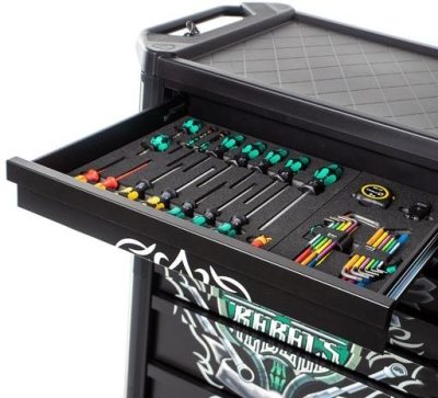Метален подвижен шкаф с инструменти Wera 9700 Tool Rebel, 95 бр., 785x518x1020 мм, 250 кг, черен (05150130001)