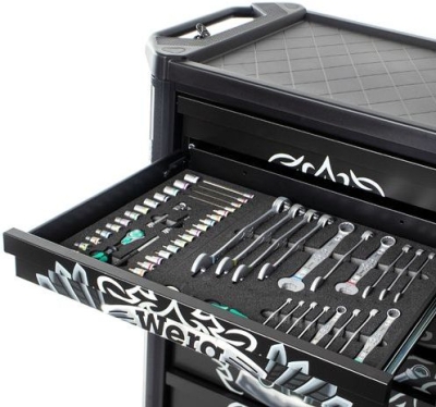 Метален подвижен шкаф с инструменти Wera 9700 Tool Rebel, 95 бр., 785x518x1020 мм, 250 кг, черен (05150130001)