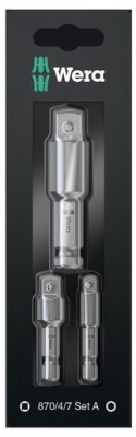 Адаптор за вложки Wera 870/4/7 Set A SB, шестостен - квадрат, 1/4" х 3/8" х 1/2", 3 бр. (05073200001)