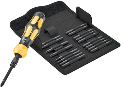Комплект отвертка със сменяеми накрайници ударна Wera 900 Set 1, 19 бр., 25 Nm (05018110001)