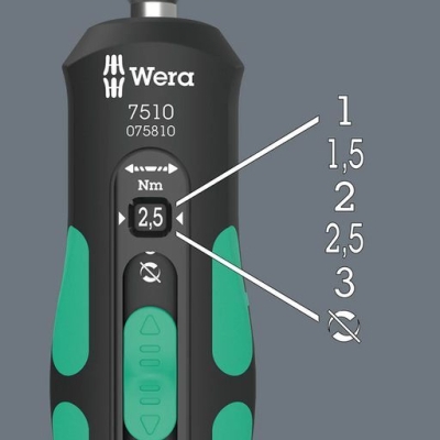 Динамометрична отвертка с държач за битове Wera 7510 Kraftform Safe-Torque Speed Torque, 1/4"x147.5 мм, 1-3 Nm (05075810001)