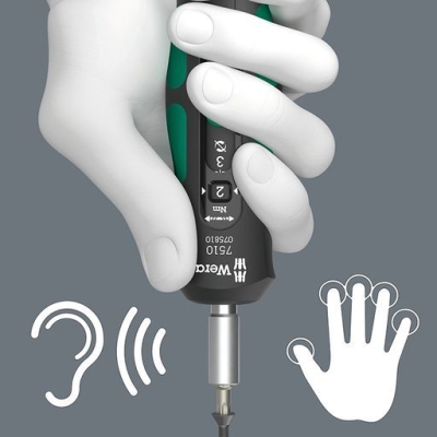 Динамометрична отвертка с държач за битове Wera 7510 Kraftform Safe-Torque Speed Torque, 1/4"x147.5 мм, 1-3 Nm (05075810001)