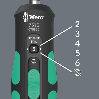 Динамометрична отвертка с държач за битове Wera 7515 Kraftform Safe-Torque Speed Torque, 1/4"x147.5 мм, 2-6 Nm (05075815001)