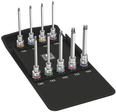 Комплект гедоре вложки с накрайници Wera 8767 C TORX HF 3 Zyklop, 9 бр., TX20-60, 1/2", 140 мм (05004212001)