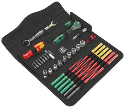 Комплект гедоре вложки с ръчни инструменти Wera Kraftform Kompakt W 1, 35 бр. (05135870001)