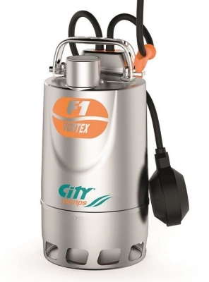Електрическа потопяема дренажна помпа за мръсна вода City Pumps F1/50M Vortex, 370 W, 1.2-10.8 м3/ч, 6.5-2 м, 1 1/4 " (48TIXV12A1)