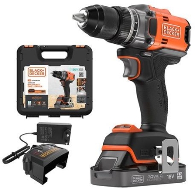 Акумулаторен винтоверт с безчетков двигател Black & Decker BLD682D1XK, 18 V, 2 Ah, 50 Nm, 13 мм