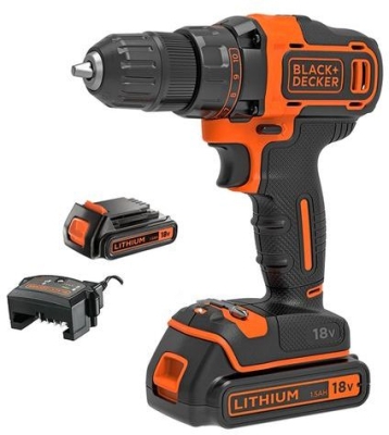 Акумулаторен винтоверт с колекторен двигател Black & Decker BDCDD186B, 18 V, 1.5 Ah, 40 Nm, 10 мм