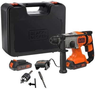Акумулаторен перфоратор Black & Decker BCD900E2K, SDS-Plus, 18 V, 2.5 Ah, 1.2 J