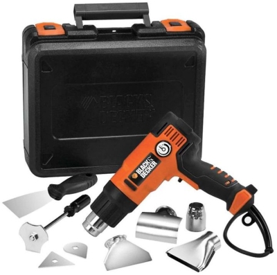 Електрически пистолет за горещ въздух с аксесоари Black & Decker KX2200K, 2000 W, 360-720 л/мин, 645 °C