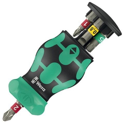 Комплект отвертка със сменяеми накрайници магнитна Wera Kraftform Kompakt Stubby RA 1, 6 бр. (05008891001)