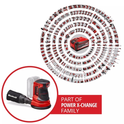 Акумулаторен ексцентършлайф Einhell TE-RS 18 Li Solo Power X-Change, 18 V, без батерия и зарядно