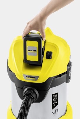Акумулаторна прахосмукачка за сухо и мокро почистване Karcher WD 3 Battery Premium Set, 36 V, 300 W, 17 л, 2.5 Ah