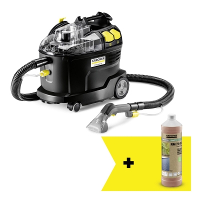Електрически професионален екстрактор Karcher Puzzi 8/1 Re!Plast Go!Further, 1200 W + Препарат RM 764 N, 1 л