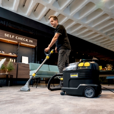 Електрически професионален екстрактор Karcher Puzzi 8/1 Re!Plast Go!Further, 1200 W + Препарат RM 764 N, 1 л