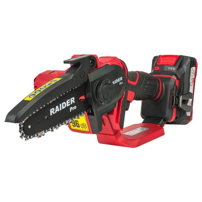 Акумулаторен верижен трион Raider RDP-YGP20, 20 V, 2 Ah, 120 мм, 1/4" (075768)