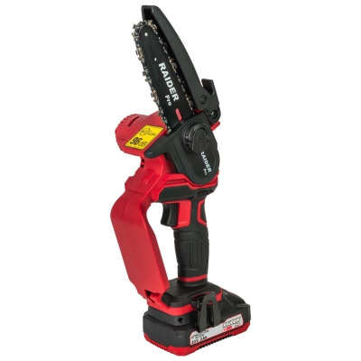 Акумулаторен верижен трион Raider RDP-YGP20, 20 V, 2 Ah, 120 мм, 1/4" (075768)