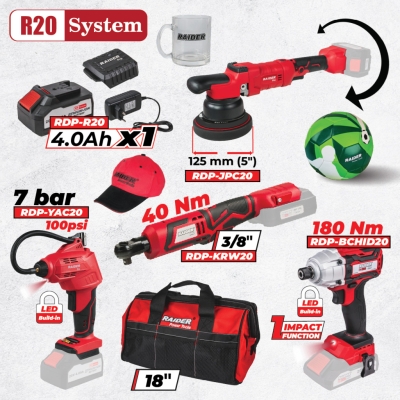 Комплект акумулаторни инструменти Raider RDP-BXS4, 20 V, 4 Ah (030323)