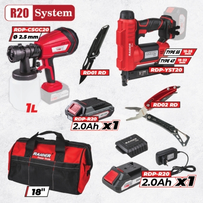 Комплект акумулаторни инструменти Raider RDP-BXS5, 20 V, 2x2 Ah (030324)