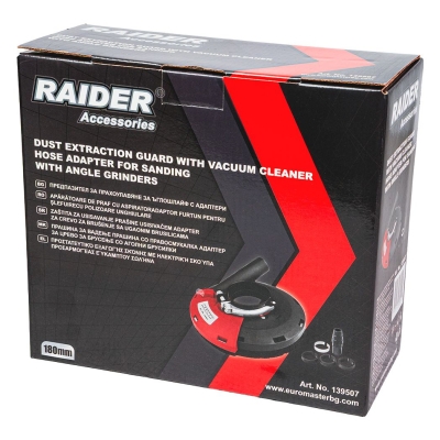 Предпазител за прахоулавяне за ъглошлайф с адаптери Raider, ф180 мм (139507)