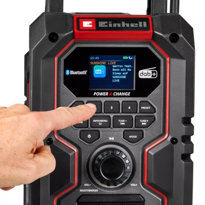 Акумулаторно радио Einhell TE-CR 18 Li DAB+/FM/BT, 18 V, 10 W, без батерии и зарядно устройство (3407995)