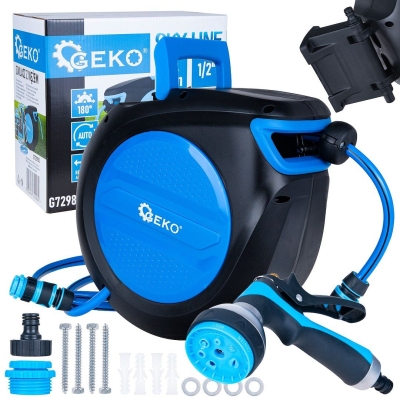 Автоматична стенна макара с маркуч и пистолет SKY-LINE Geko G72980, 1/2", 20 м