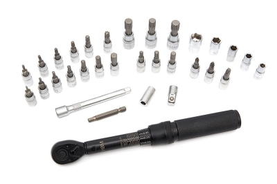 Комплект динамометричен ключ с вложки и удължител HBM H134529, 1/4", 2-20 Nm, 32 бр.