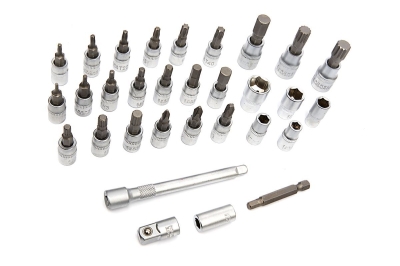 Комплект динамометричен ключ с вложки и удължител HBM H134529, 1/4", 2-20 Nm, 32 бр.
