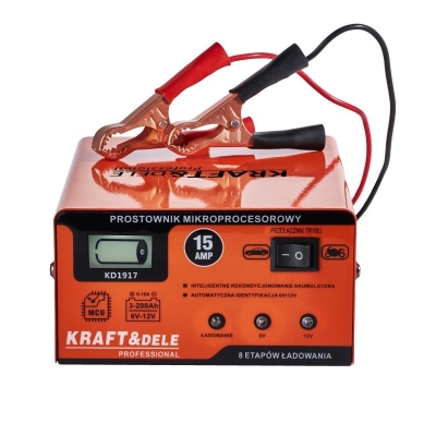 Зарядно устройство за акумулатор с микропроцесор Kraft&Dele KD1917, 6/12 V, 15 А, 200 Ah