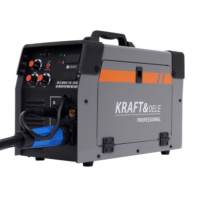 Електрически инверторен заваръчен апарат Kraft&Dele KD1884 MIG / MMA / TIG, 250 А, IGBT