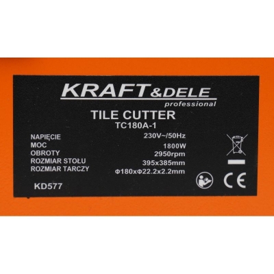 Електрическа машина за рязане на плочки Kraft&Dele KD577, 1800 W, 180 мм