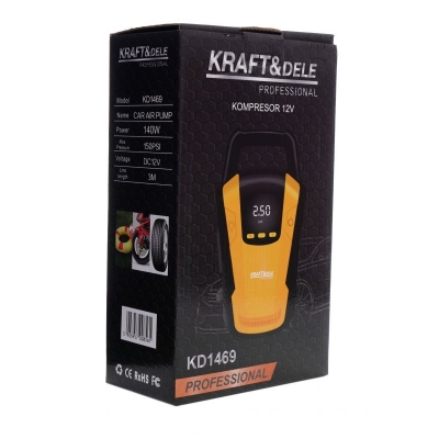Електричеси мини компресор за автомобил Kraft&Dele, 12 V, 140 W