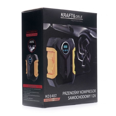 Електрически мини компресор за гуми Kraft&Dele KD1487, 12 V, 40 л/мин