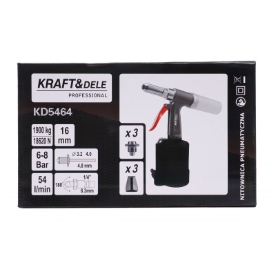 Пневматична нитачка Kraft&Dele KD5464, 16 мм, 6-8 бара