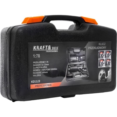Редукторен механичен гайковерт Kraft&Dele KD1123, 8000 Nm, 1", с 2 бр. вложки