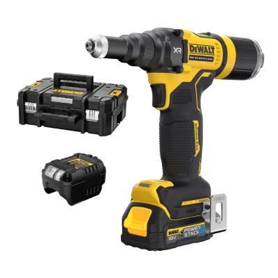 Акумулаторна нитачка за поп-нитове DeWALT DCF403E1GT, 18 V, 1.7 Ah, 10 kN, 2.4-4.8 мм
