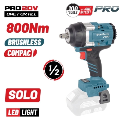 Акумулаторен безчетков ударен гайковерт Bormann Pro Compact BBP5385, 20 V, 800 Nm, без батерии и зарядно устройство (082187)