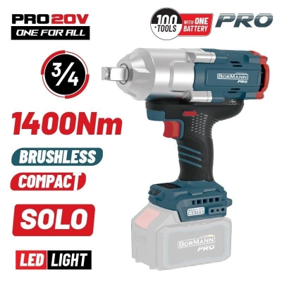 Акумулаторен безчетков ударен гайковерт Bormann Pro Compact BBP5390, 20 V, 1400 Nm, 3/4″, 0-900/1200/1500 об/мин, без батерии и зарядно устройство (083481)
