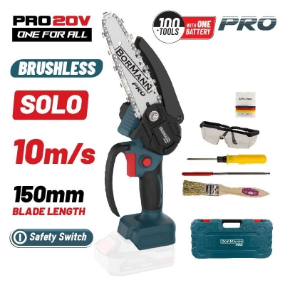 Акумулаторен верижен трион Bormann Pro BBP3916C, 20 V, 15 см, без батерии и зарядно устройство (083542)