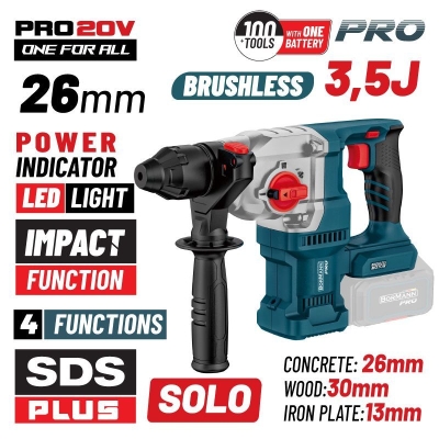 Акумулаторен перфоратор Bormann Pro BBP5315 SDS-PLUS, 20 V, 3.5J, без батерии и зарядно устройство (083016)