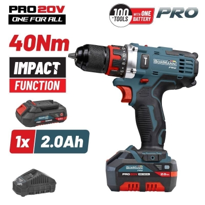 Акумулаторен ударен винтоверт Bormann Pro BBP5446X2, 20 V, 2 Ah, 40 Nm (083597)