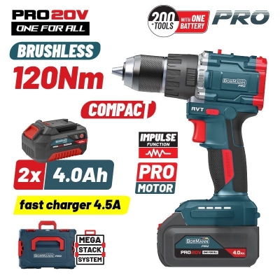 Акумулаторен ударен винтоверт Bormann Pro Compact BBP5451X44CA, 20 V, 120 Nm, 2x4 Ah (083412)