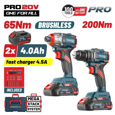 Комплект акумулаторни инструменти Bormann Pro BBP5431X44T2, 20 V, 2x4 Ah (084839)