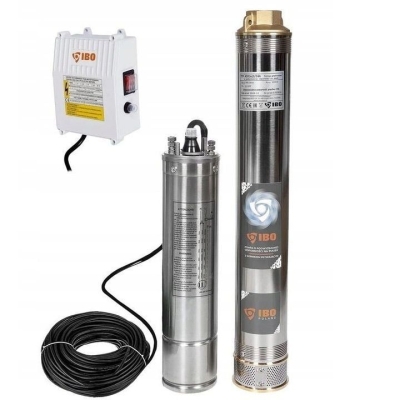 Електрическа монофазна многостъпална сондажна помпа за вода IBO 4'' SDM 3-14, 1100 W, 103 м, 94 л/мин, повишена устойчивост на пясък (000677)