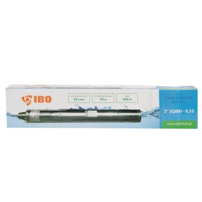 Електрическа монофазна потопяема винтова помпа IBO 3" SQIBO, 550 W, 75 mm, 70 м, 35 л/мин, 15 м кабел (gscr7)