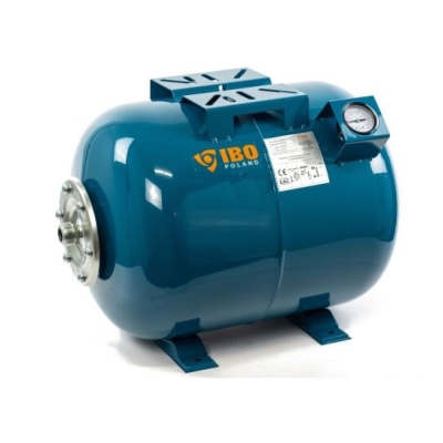 Разширителен хидрофорен съд с манометър IBO 001491, 50 л, 8 бара, 1 ", хоризонтален (001491)