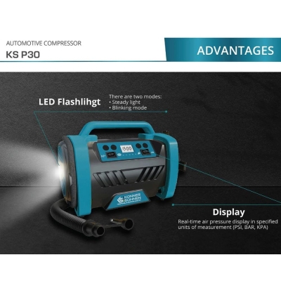 Електрически компресор Könner & Söhnen KS P30, 120 W, 150 psi, 35 л/мин, 220 V / 12 V